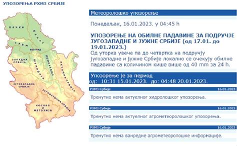 RHMZ Upozorava Na Obilne Padavine Telegraf Rs