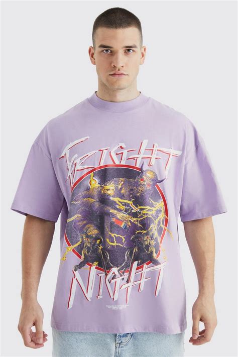 Tall Oversized Fright Club Graphic T Shirt Boohoo Uk