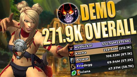 4PC Demonology Warlock 271 9K Overall Atal Dazar Mythic 22 WoW