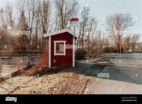 Swedish Bus Stop Public Transport Sweden Scandinavia Stock Photo Alamy