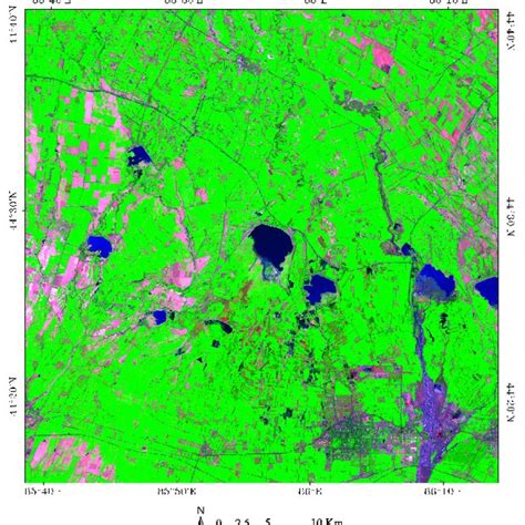 A Landsat Tm Image Of The Second Study Area In Xinjiang China Bands