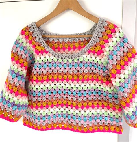 Crochet Pattern Granny Sweater Ivy Scrap Yarn Frisian Knitting