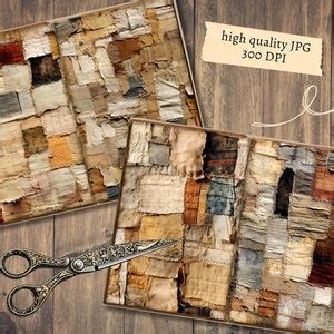 Fabric Scraps Junk Journal Pages Digital Scrapbook Paper Kit Antique