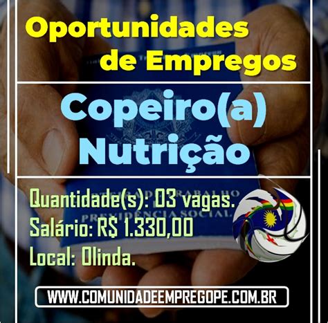 Copeiro A Nutri O Vagas Sal Rio De R Para Segmento