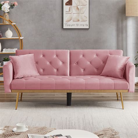 SYNGAR Sofas For Living Room Velvet Upholstered Futon Sofa Bed Modern