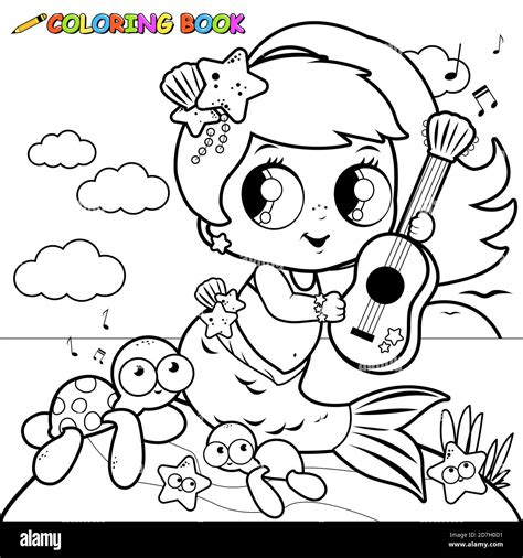 Coloring page mermaid Banque de photographies et dimages à haute