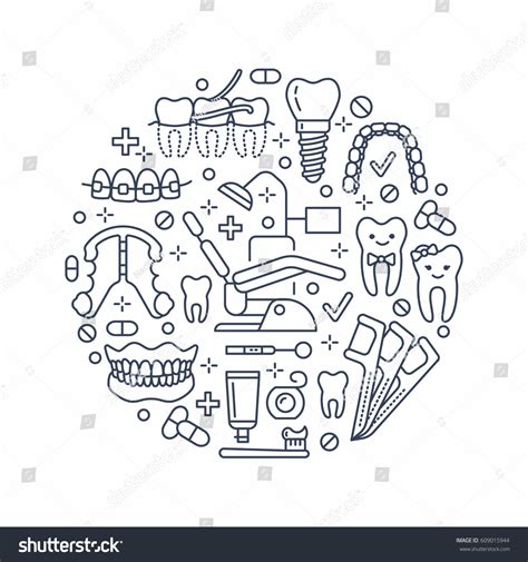 Dentist Orthodontics Medical Banner Vector Line Stock Vector Royalty