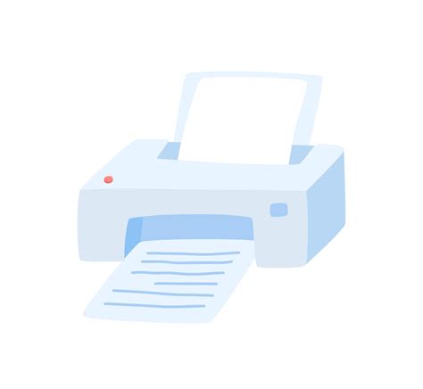 Cute Printer With Sheets Of Paper Isolated On White Vector Hand Drawn