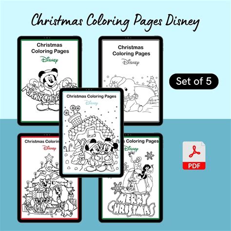 Christmas Coloring Pages Disney Template Printable PDF