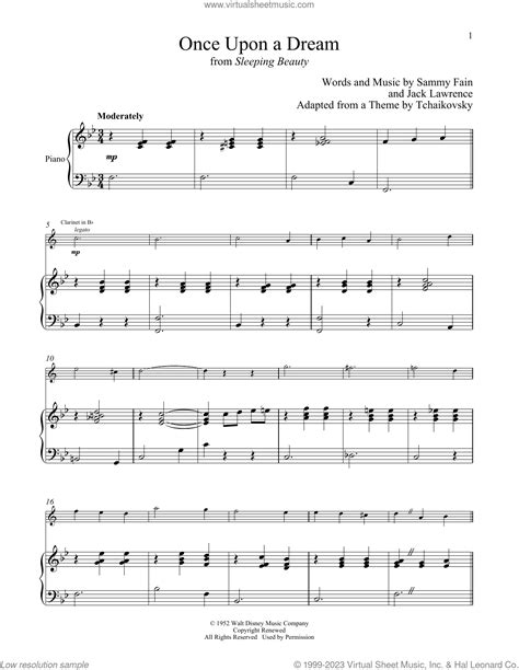 Once Upon A Dream From Sleeping Beauty Sheet Music For Clarinet And Piano