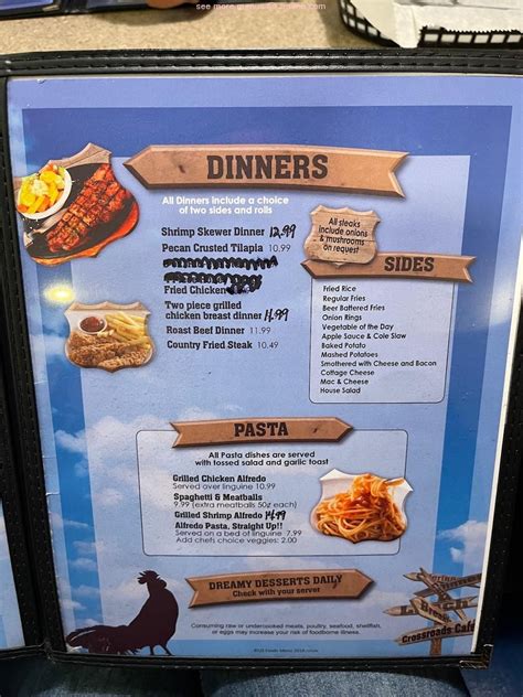 Menu At Crossroads Cafe Pennsboro