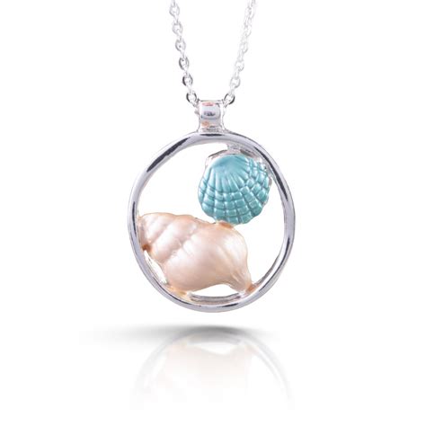 Natural Elements Silver Enameled Necklace Shells Aquaivory ⋆ Amanda