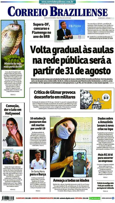 Confira A Capa Do Jornal Correio Braziliense Do Dia