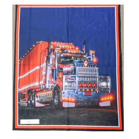 Patchwork Quilting Sewing Fabric Big Rigs Red Truck Panel Etsy