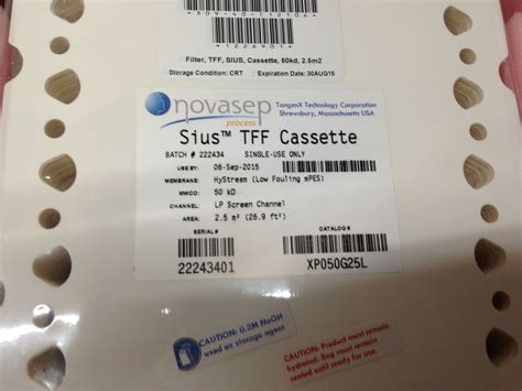 Tangenx Novasep Process Sius Tff Single Use Cassette Xp050g