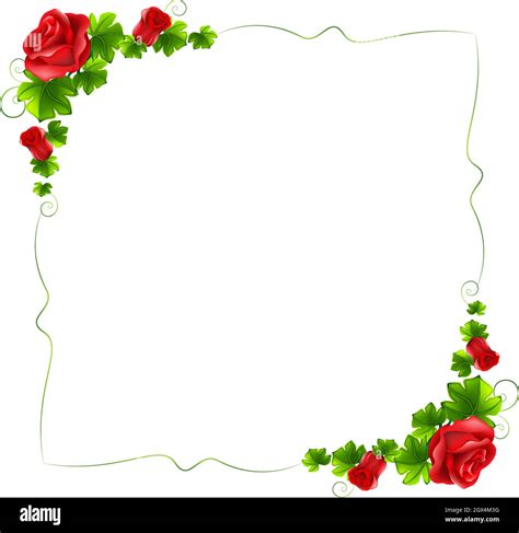 Borde Floral Con Rosas Rojas Imagen Vector De Stock Alamy