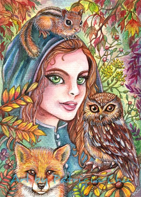 Aceo Limited Edition Art Print 25 X 35 Inches Tamer In Autumn Woods