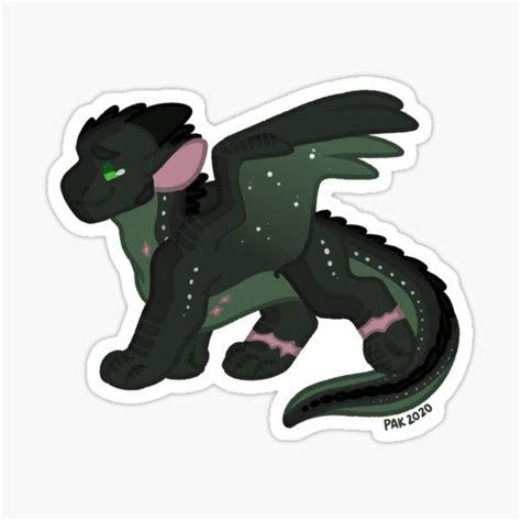 A Green And Black Dragon Sticker On A White Background