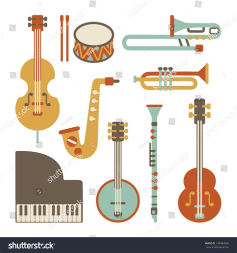 Jazz Instruments Set Isolated On White Stock Vector Royalty Free