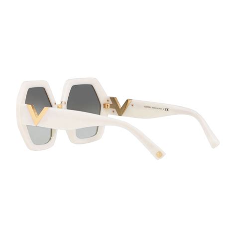 Valentino Hexagonal Oversized Vlogo Acetate Sunglasses White Valentino Eyewear Avvenice