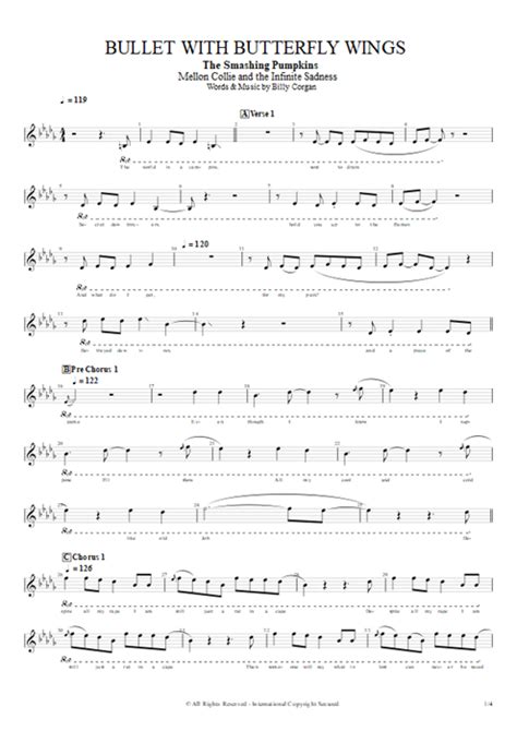 Tablature Bullet With Butterfly Wings De The Smashing Pumpkins Guitar