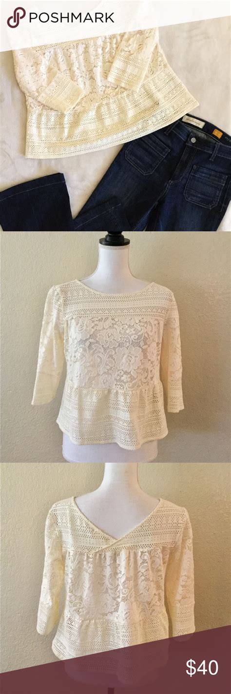 Anthropologie Lace Top Peplum Lace Top Lace Top Lace Peplum