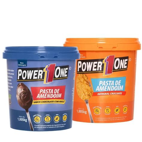 Kit Pasta Amendoim Integral Power1One Crocante 1Kg E Submarino