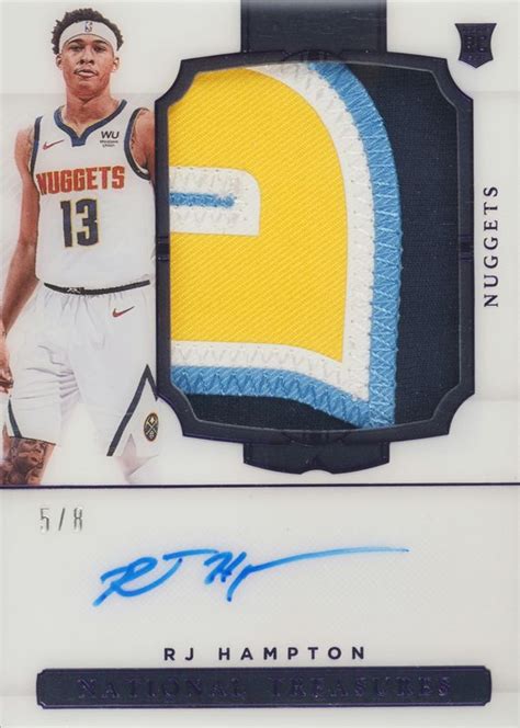 RJ Hampton 2020 National Treasures Rookie Patch Auto Purple FOTL 122