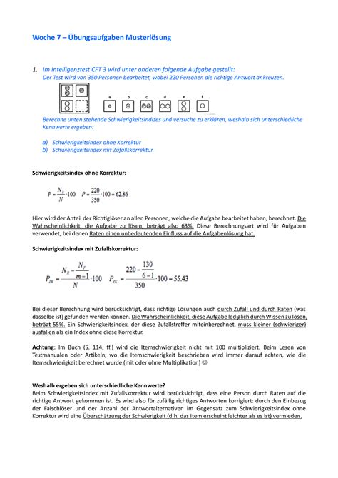 Musterlösung Aufgabe Woche 7 Woche 7 Übungsaufgaben Musterlösung 1