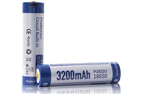 Аккумулятор Li-Ion 18650 Keeppower 3200мАч 8А MicroUSB (с защитой) 2 шт ...