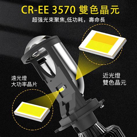 超亮 H4 Led魚眼大燈 迷你直上魚眼 機車魚眼led大燈 超亮 聚光 三色燈泡 12v 24v 小胖達生活百貨 樂天市場rakuten