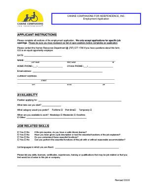 Fillable Online Cci Employment Application Long FormAn Equal