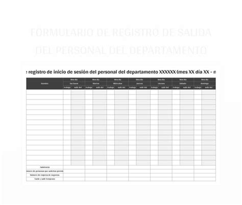 Plantilla De Excel Formulario De Registro De Salida Del Personal Del