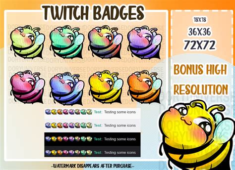 X Cute Bee Twitch Sub Badges Etsy