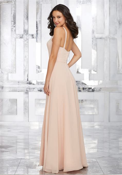 Chiffon Bridesmaids Dress With Matching Chiffon Tie Sash Morilee