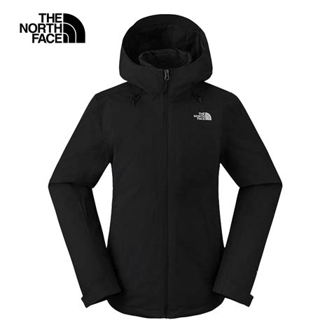 【the North Face 官方旗艦】北面女款黑色dryvent防水透氣連帽羽絨內裡三合一外套｜8dmskx7 550蓬鬆度 外套