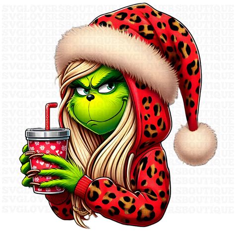 Lady Grinch PNG Santa Grinch PNG Barbie Grinch Chica Etsy España