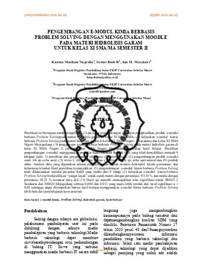 Pengembangan E Modul Kimia Berbasis Problem Solving Dengan Menggunakan