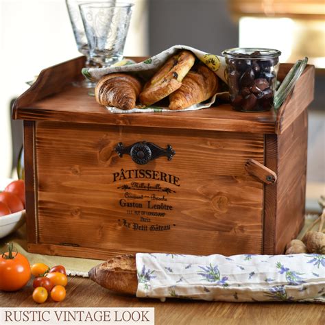 Wooden Bread Box Farmhouse Rustic Breadbox For Countertop Rustic