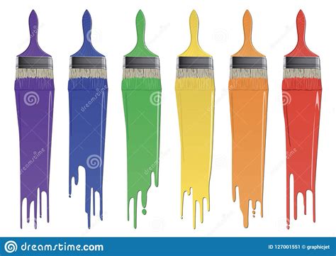 Rainbow Color Brushes With Paint Stock Vector Illustration Of Colours