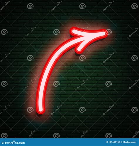 Red and White Neon Arrow Glowing on Dark Brick Wall Background Stock Vector - Illustration of ...