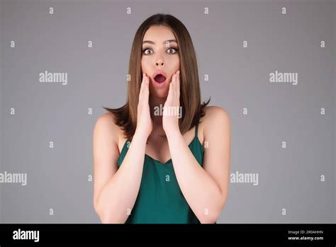 Girl Raising Eyebrows Being Surprised And Shocked Astonished Reaction On Unexpected News Girl