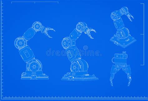 Robotic arm blueprint stock illustration. Illustration of detail ...