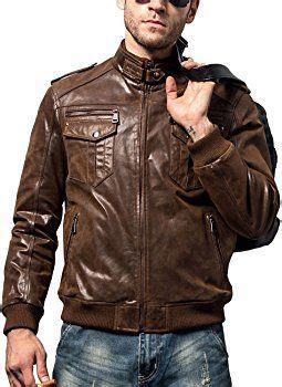 FLAVOR Men Biker Retro Brown Leather Motorcycle Jacket Genuine Leather