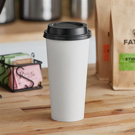 Choice Oz White Poly Paper Hot Cup And Lid Pack