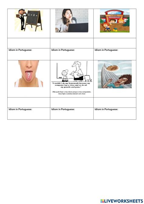 Idioms linked to school exercise