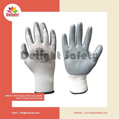 For Industrial CE Delight Mnp21 White Grey Nitrile Palm Coated Hand