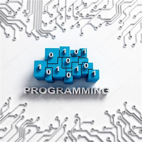 Programming illustration. Binary blocks and integrated circuit. — Stock ...