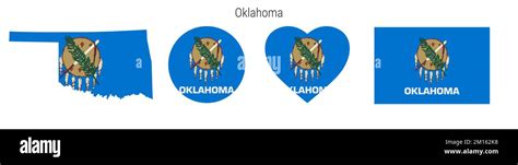 Oklahoma Flag Icon Set American State Pennant In Official Colors And