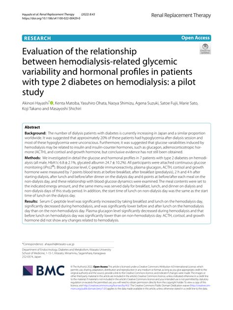 Pdf Evaluation Of The Relationship Between Hemodialysis Related